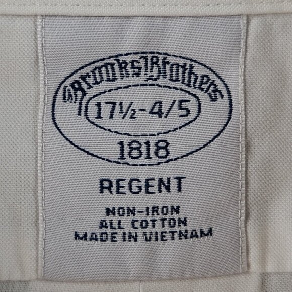 Brooks Brothers Cotton Regent Non-Iron White 17.5 4/5 Pocket Shirt Button Up - Picture 11 of 16